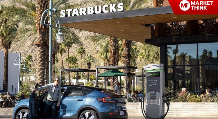Starbucks จับมือ Volvo เปิดตัวสถานีชาร์จรถยนต์ไฟฟ้า ที่ร้านกาแฟในสหรัฐฯ